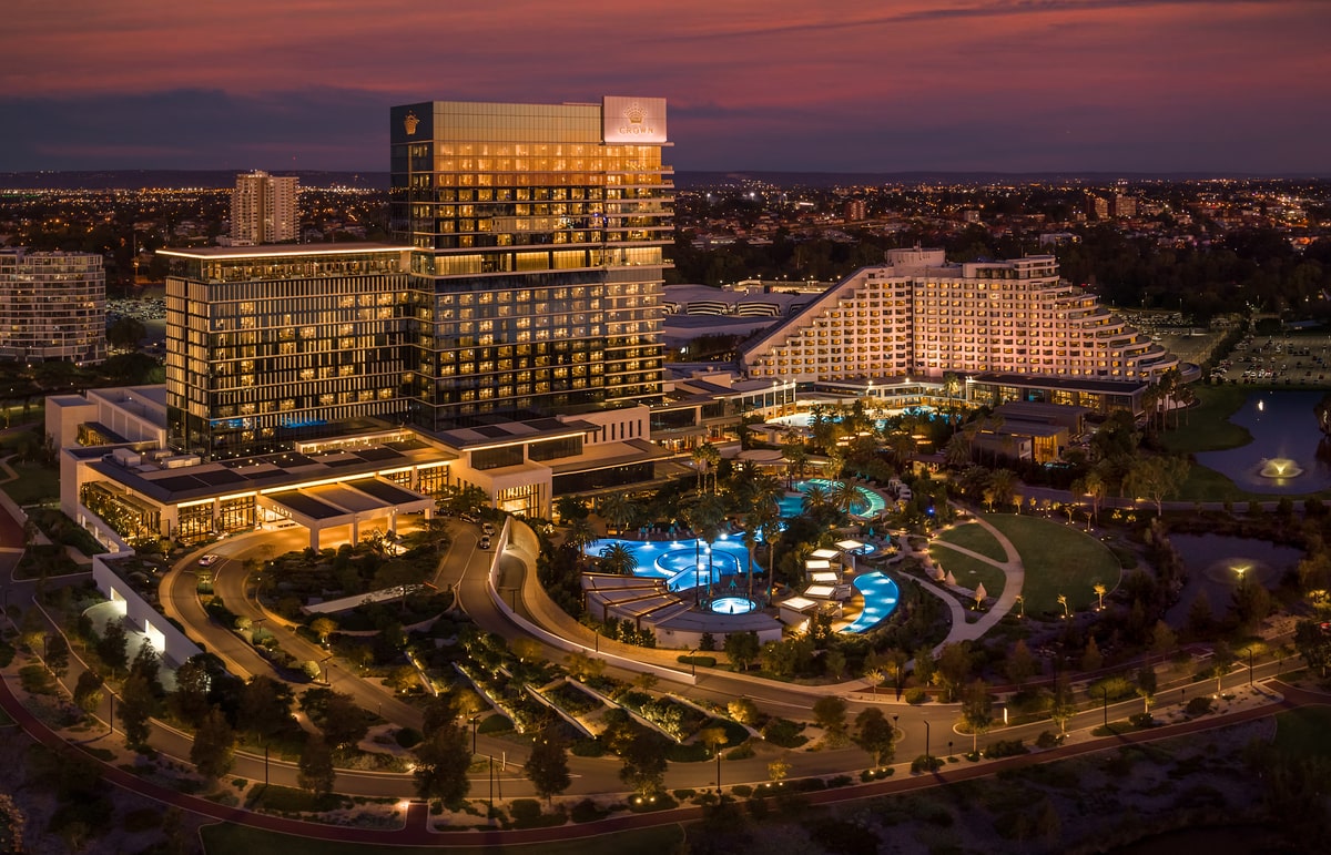 Crown Perth resort at sunset